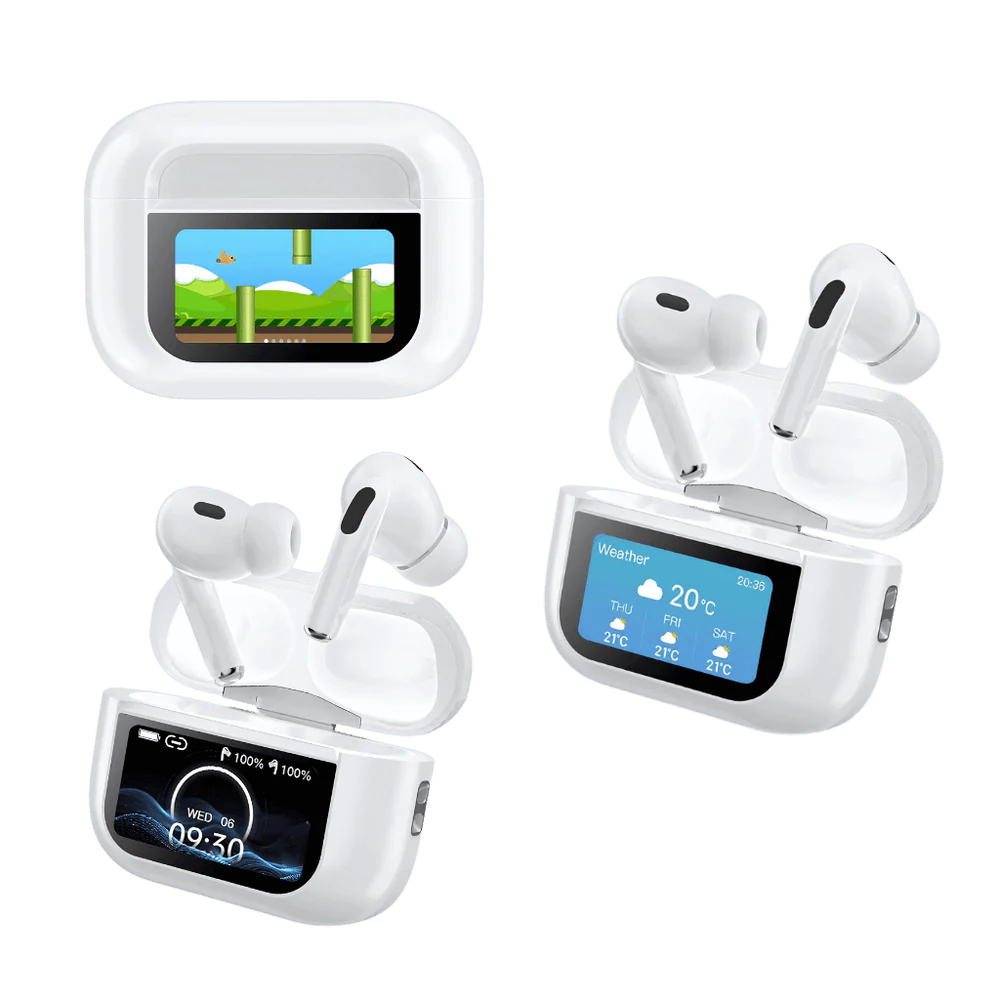 smart-touchscreen-bluetooth-earbuds-full-color-display-ai-interaction-hd-sound-waterproof-wireless-charging-noise-cancelling-png-white-2