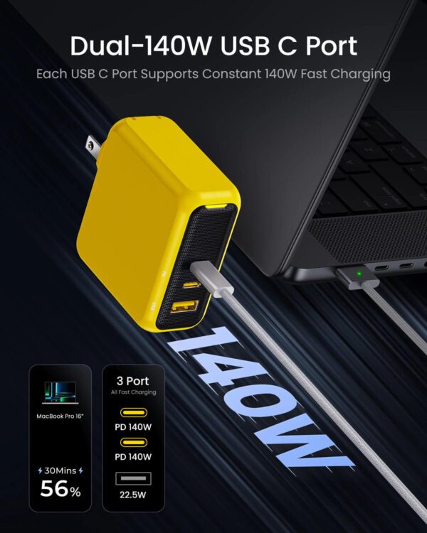 OEM Magcube Pro 140W GaN+ 3-Port USB-C and USB-A Fast Charger